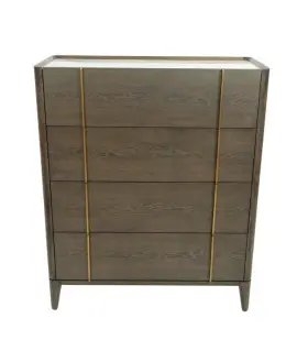 473079 Homeroots 39 Dark Brown And Gold Solid Wood Four Drawer Dresser