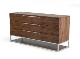473106 Homeroots 58 Walnut Manufactured Wood Three Drawer Dresser