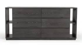473121 Homeroots 63 Grey Solid Wood Six Drawer Double Dresser