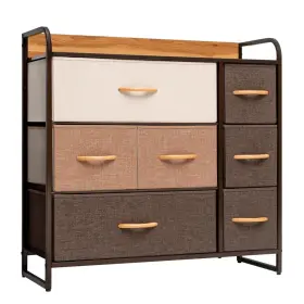 484686 Homeroots 32 Brown Steel And Fabric Seven Drawer Dresser