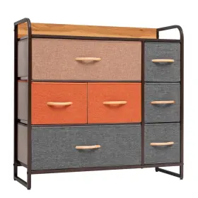 484687 Homeroots 32 Gray Steel And Fabric Seven Drawer Dresser