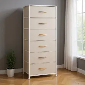 484695 Homeroots 18 Inch Blue And Black Steel Fabric Six Drawer Chest