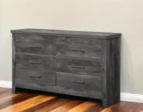 486001 Homeroots 57 Inch Gray Solid And Manufactured Wood Six Drawer Double Dresser