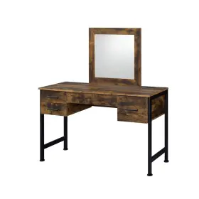 486443 Homeroots 53 Rustic Oak And Black Finish Dresser Mirror