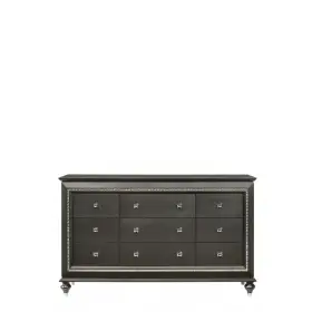 490478 Homeroots 66 Gray Solid And Manufactured Wood Nine Drawer Triple Dresser