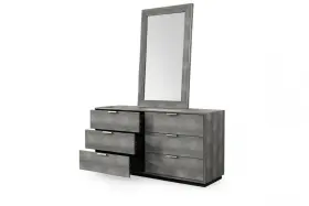 490821 Homeroots 59 Grey Solid And Manufactured Wood Six Drawer Double Dresser