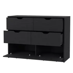 518029 Homeroots 42 Black Manufactured Wood Six Drawer Modern Dresser