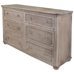524560 Homeroots 59 Natural Solid Wood Six Drawer Double Dresser