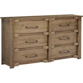 524605 Homeroots 67 Natural Solid Wood Six Drawer Double Dresser