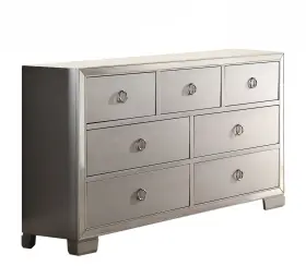 Homeroots 606114027980 57 Inch Platinum Solid And Manufactured Wood Seven Drawer Triple Dresser