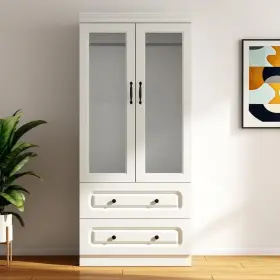 617971 Homeroots 71 Inch White Wood Two Door Drawer Combo Dresser