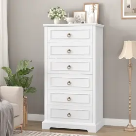 Homfa 092733211099 6 Drawer Tall Dresser 52h Chest Of Drawers Wooden Storage Cabinet For