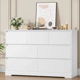 Fmd-076 Homfa 7 Drawer Double Dresser 47.2 Inch W Contemporary Wood Chest Of