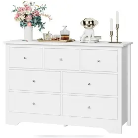 Fmd-086 Homfa 7 Drawer White Dresser For Bedroom Modern Chest Of Wood