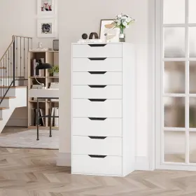 Fmd-140 Homfa White Wood 8 Drawer Vertical Dresser With Drawers For Bedroom Living Room Office