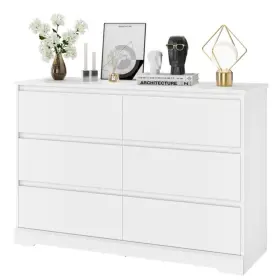 Fmd-233 Homfa 6 Drawer Double Dresser 47.2 Inch Wood Storage Side Cabinet White Fmd-233 Homfa 6 Drawer Double Dresser 47.2 Inch Wood Storage Side Cabinet White