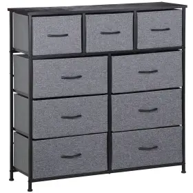 H01-3453-g2-gg2008 Homgarden 9 Drawers Dressers For Bedroom Fabric Storage Chest Organizer Gray