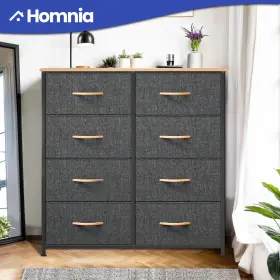Homnia 197839623118 8 Drawers Dresser Gray Fabric Chest Of Cabinet Wooden Waterproof Tower Organizer