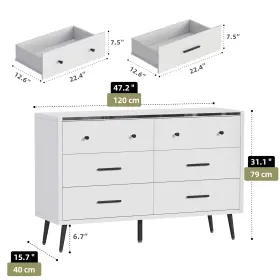 Homnia 197839700864 Large 6 Drawers Chest Of Drawer Dresser Storage Entryway Cabinet For Living Room #2