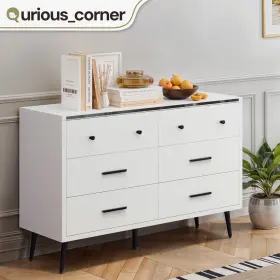 Homnia 197839700864 Large 6 Drawers Chest Of Drawer Dresser Storage Entryway Cabinet For Living Room
