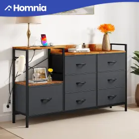 Homnia 197839851221 Chest Of 7 Drawers Fabric Dresser Gray Bedroom Closet With Usb Ports Metal Hook