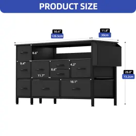 Homnia 197839876842 Chest Of 9 Drawers Dresser Black Usb Power Cord Shelf Storage Organizer Cabinet #2