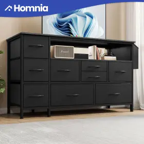 Homnia 197839876842 Chest Of 9 Drawers Dresser Black Usb Power Cord Shelf Storage Organizer Cabinet