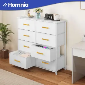 Beysh3myi6 Homnia 8 Drawers Dresser Golden Handle White Tower Fabric Cabinet Storage Organizer