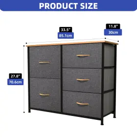 Beysh5ygrc Homnia Chest Of 5 Drawer Dresser Gray Fabric Tower Organizer Livingroom Storage Cabinet #2