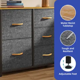 Beysh5ygrc Homnia Chest Of 5 Drawer Dresser Gray Fabric Tower Organizer Livingroom Storage Cabinet #3