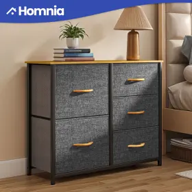 Beysh5ygrc Homnia Chest Of 5 Drawer Dresser Gray Fabric Tower Organizer Livingroom Storage Cabinet