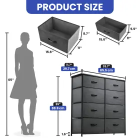 Beysh73zve Homnia 8 Drawers Fabric Dresser Plastic Handle Bedroom Organizer Tower Storage Cabinet #2