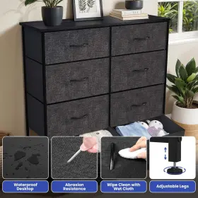 Beysh73zve Homnia 8 Drawers Fabric Dresser Plastic Handle Bedroom Organizer Tower Storage Cabinet #3