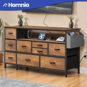 Beyshba4kq Homnia Chest Of 9 Drawers Brown Dresser Wood Storage Organizer Cabinet With Usb Ports