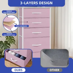 Beyshdbvo4 Homnia Chest Of Storage 5 Drawers Dresser Tower Pink Cabinet For Bedroom Organizer Unit #3