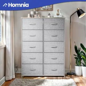 Beyshfu6f4 Homnia 10 Drawer Dresser Gray Fabric Cabinet Organizer Chest Storage Livingroom Bedroom