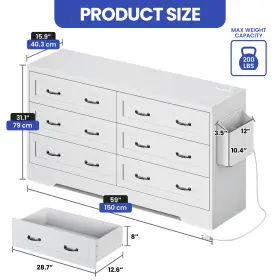 Beyshift3r Homnia 6 Drawers Dresser Wood Chest Of Drawer Storage Cabinet Organizer For Tv Stand 55 #2