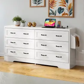 Beyshift3r Homnia 6 Drawers Dresser Wood Chest Of Drawer Storage Cabinet Organizer For Tv Stand 55 #3