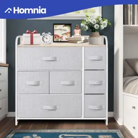 Beyshojgd4 Homnia 7 Drawers Chest Dresser Gray Tall Tower 31 Inch Fabric Organizer Storage Cabinet