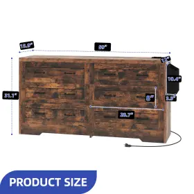Beyshqufu7 Homnia 6 Drawer Chest Of Drawers Dresser Bedroom Side Closet Storage Cabinet Usb Ports #2