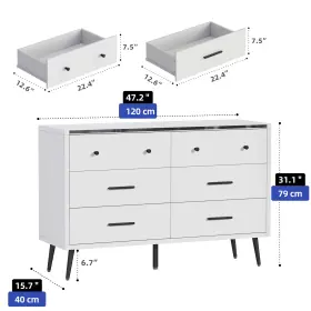 Beyshz11oe Homnia 47 Inch Chest Of Drawers With Large 6 Drawer Storage Cabinet White For Living Room #2