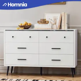 Beyshz11oe Homnia 47 Inch Chest Of Drawers With Large 6 Drawer Storage Cabinet White For Living Room