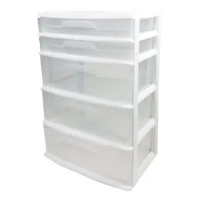 Homz 05545whdc.01 Drawer Tower 5-tier Extra-wide Clear Plastic Storage Organizer Cart White F