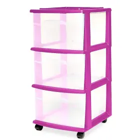 05563pldc.01-u-a Homz Plastic 3 Drawer Med Storage Tower Clear Drawers/purple Frame Open Box