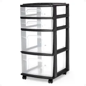05564bkdc.01 Homz Drawer Tower 4-tier Clear Plastic Storage Organizer Cart Black Frame - Mult
