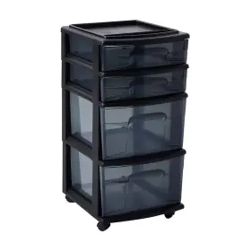 05564bksmkdc.01 Homz Drawer Tower 4-tier Clear Plastic Storage Organizer Cart Black Frame - Roll