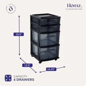 05564bksmkec.01 Homz Tall Solid Versatile 4 Plastic Drawer Storage Home Rolling Cabinet Cart 1 Pack #2