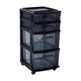 05564bksmkec.01 Homz Tall Solid Versatile 4 Plastic Drawer Storage Home Rolling Cabinet Cart 1 Pack #3