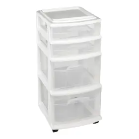 05564whdc.01-u-c Homz Clear 4 Drawer Medium Home Storage Container Tower White Frame For Parts