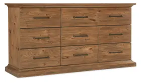 6700-90202-80 Hooker Furniture Big Sky 74 Inch W 9 Drawer Dresser - Vintage Natural